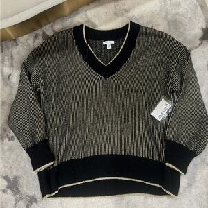 Nine West Black and Gold Knit Top